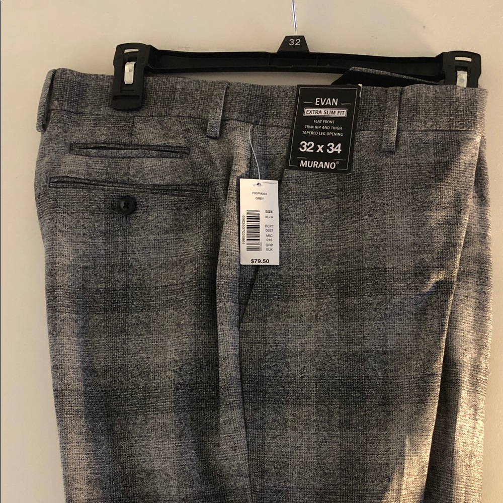 Murano Evan Extra Slim Fit Gray Patterned Dress Pants